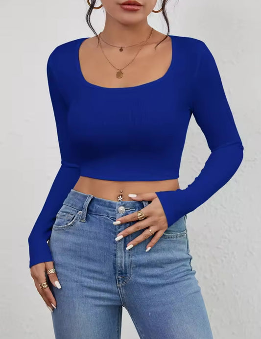 Sienna Ribbed Long Sleeve Crop Top